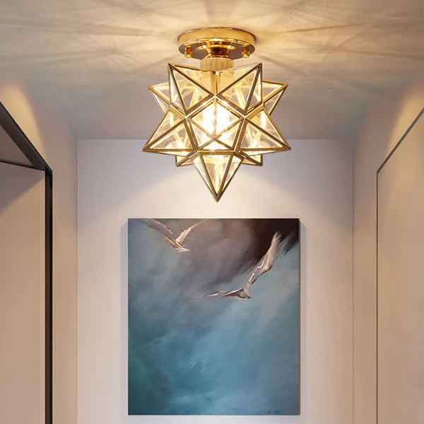 Lampsmodern Creative Metal Star Semi-Flush Ceiling Light Gold