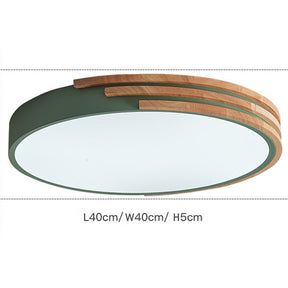 Round LED Dimmable Wood Ceiling Lamp