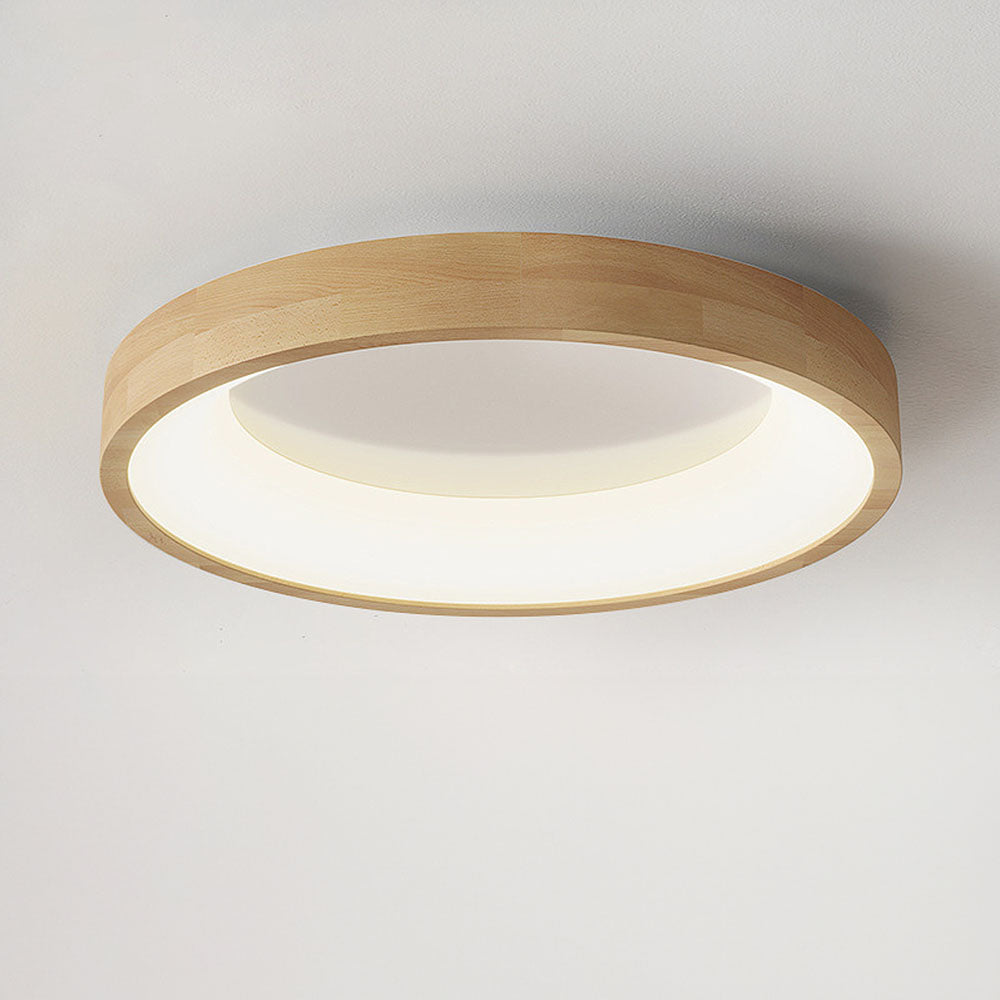 Retro Geometry Circle Wood LED Ceiling Light