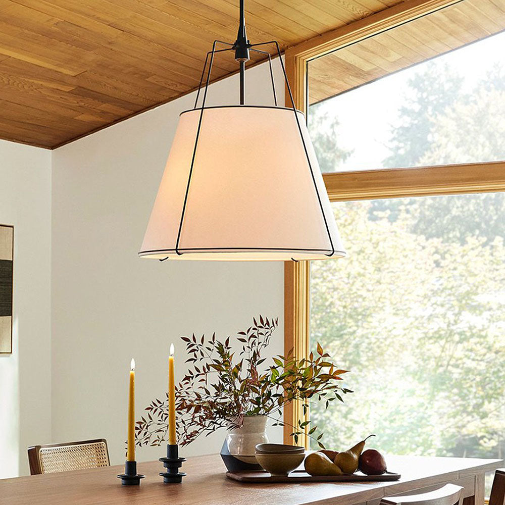 Modern Fabric Conical White Hanging Light