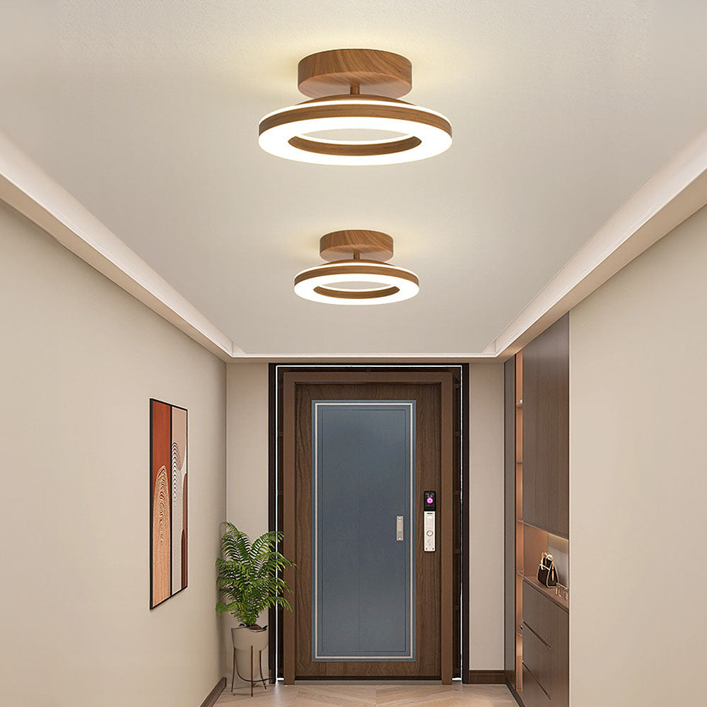 Acrylic Circle Wood LED Hallway Ceiling Light