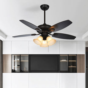 Contemporary Coffee Glass Ceiling Fans With Lights