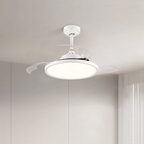 White Simple Flush Ceiling Fan With LED Lights