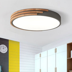 Round LED Dimmable Wood Ceiling Lamp