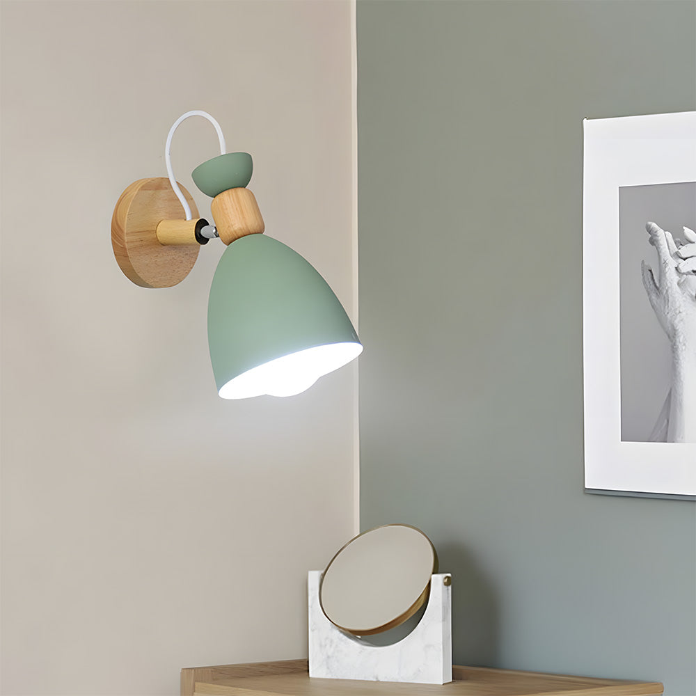 Nordic Design Style Wood Bedside Wall Lights