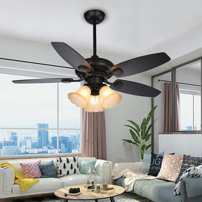 Contemporary Coffee Glass Ceiling Fans With Lights