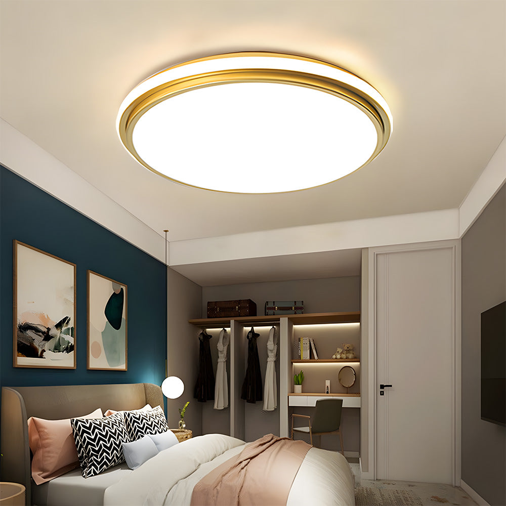 Minimalist Circular White Metal LED Bedroom Ceiling Light