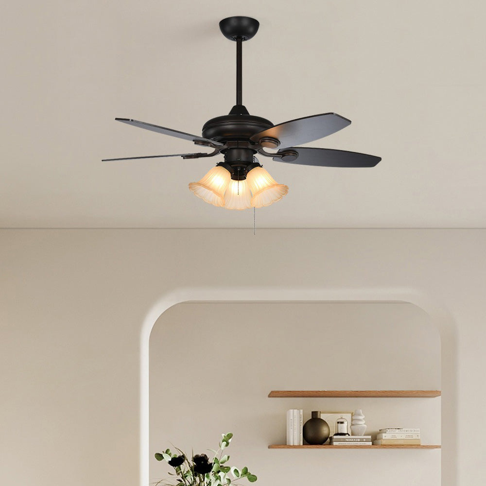 Contemporary Coffee Glass Ceiling Fans With Lights