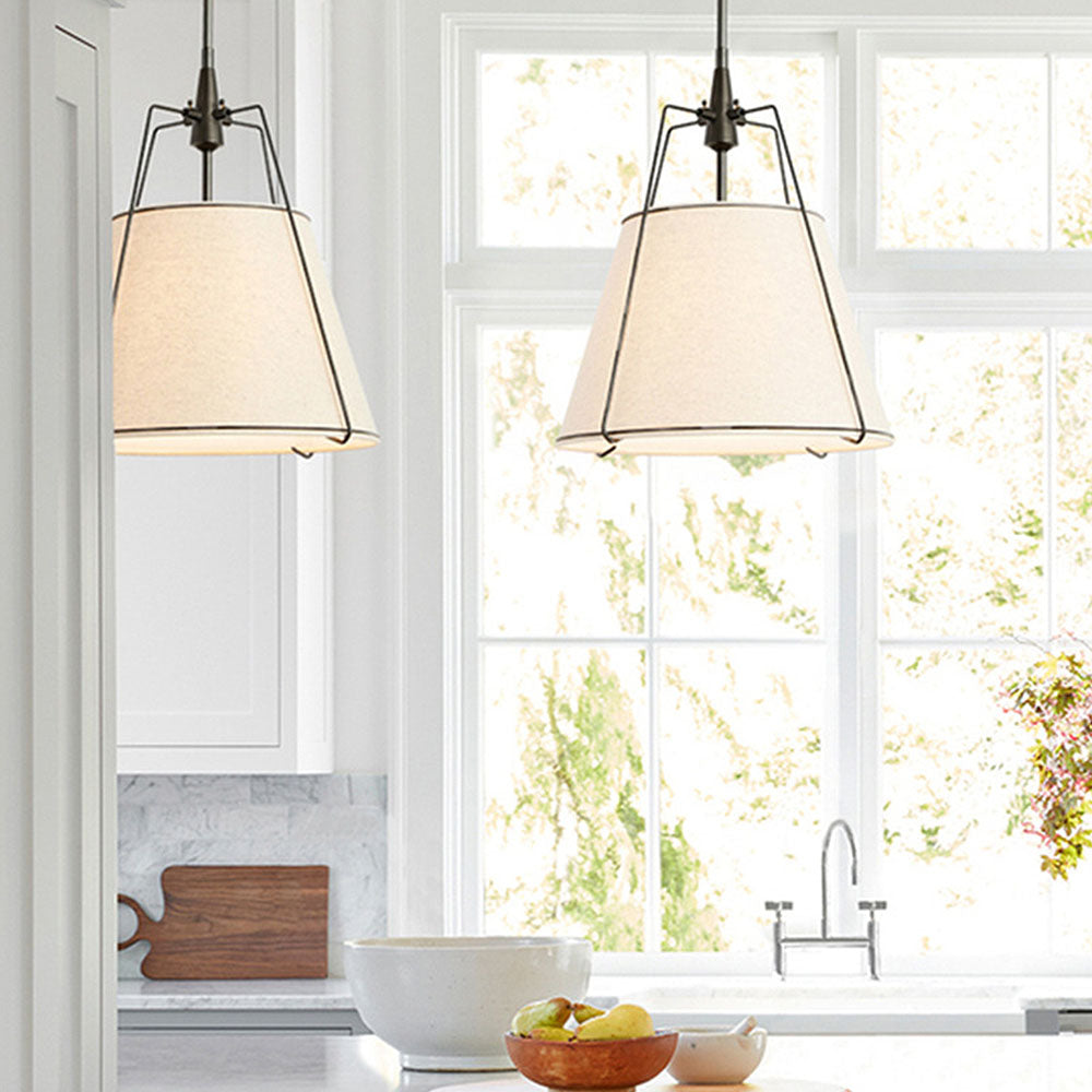 Modern Fabric Conical White Hanging Light