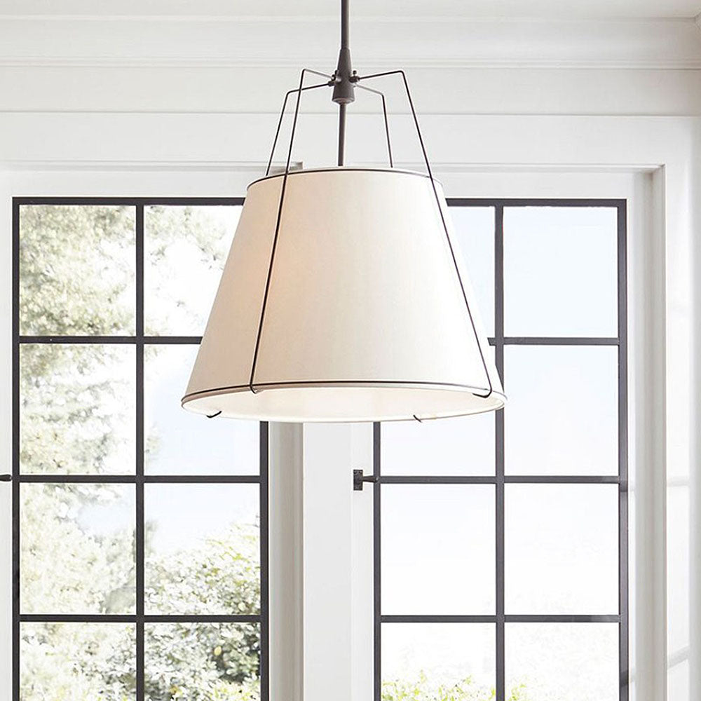 Modern Fabric Conical White Hanging Light