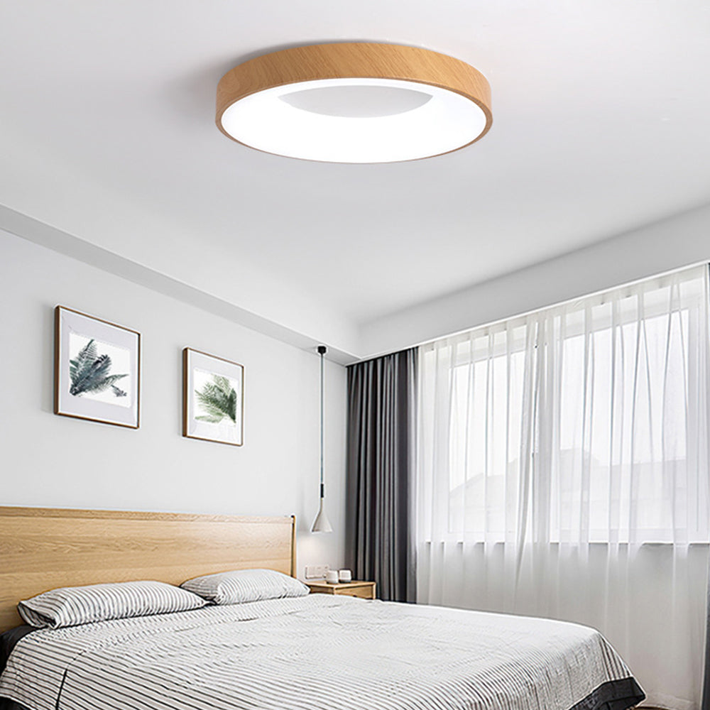 Natural Wood Round LED Ceiling Light