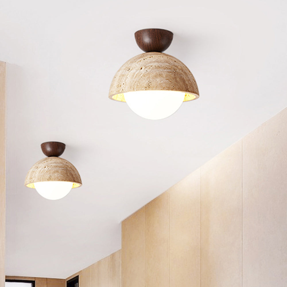 Retro Stone Industrial Yellow Ceiling Light