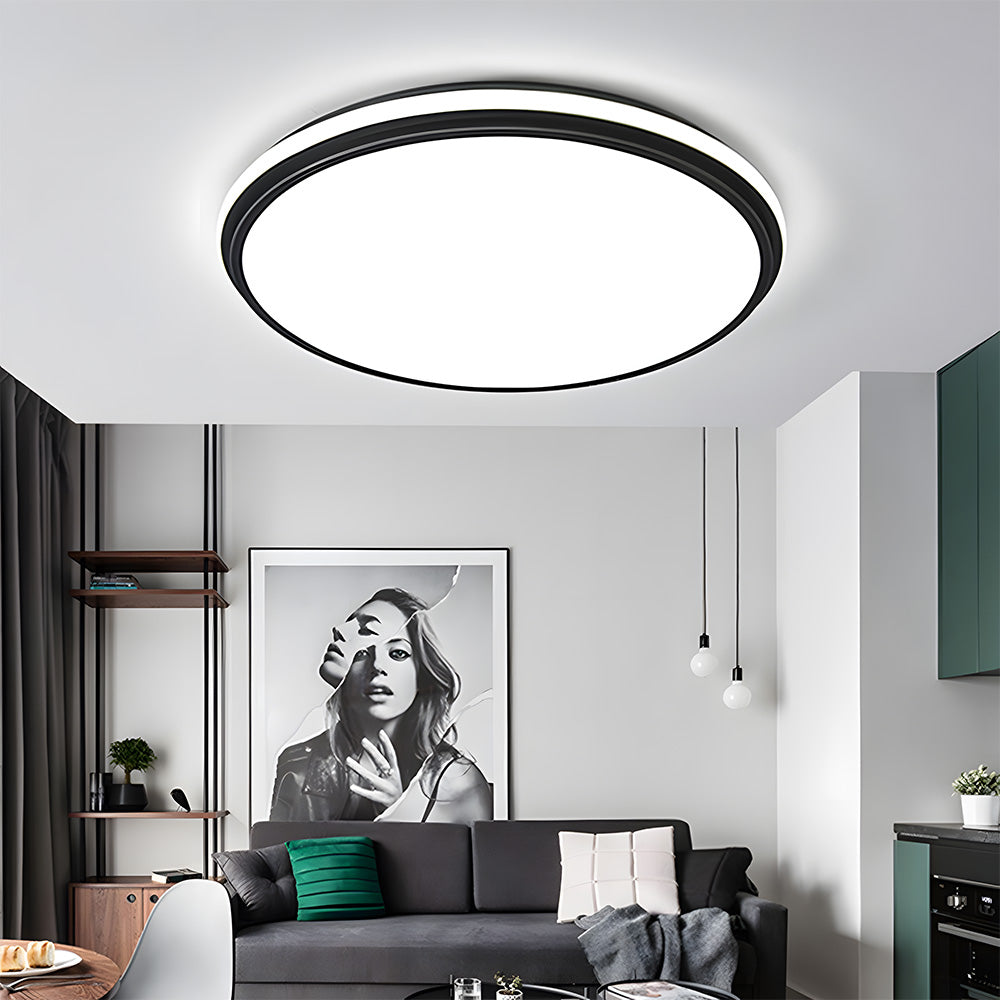 Minimalist Circular White Metal LED Bedroom Ceiling Light