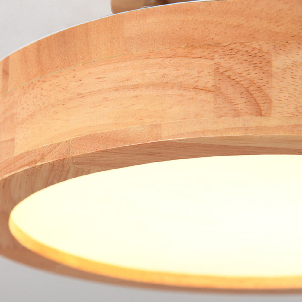 Contemporary Wood Round Flush Mount LED Ceiling Light