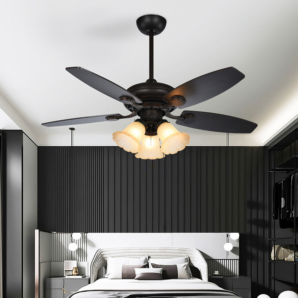 Contemporary Coffee Glass Ceiling Fans With Lights