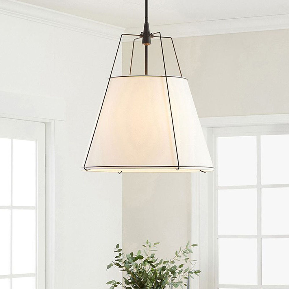 Modern Fabric Conical White Hanging Light