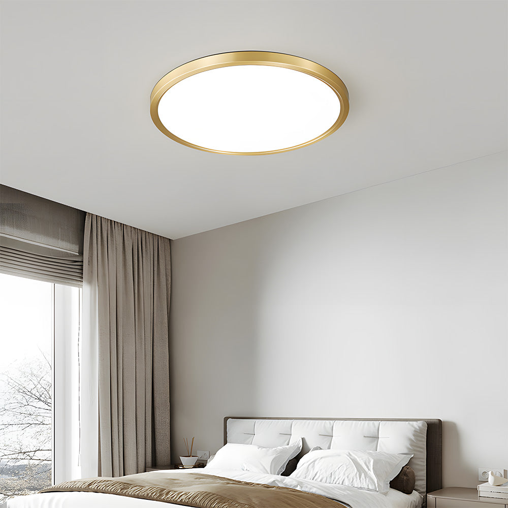 Minimalist Circular Copper LED Ceiling Lamp For Living Room