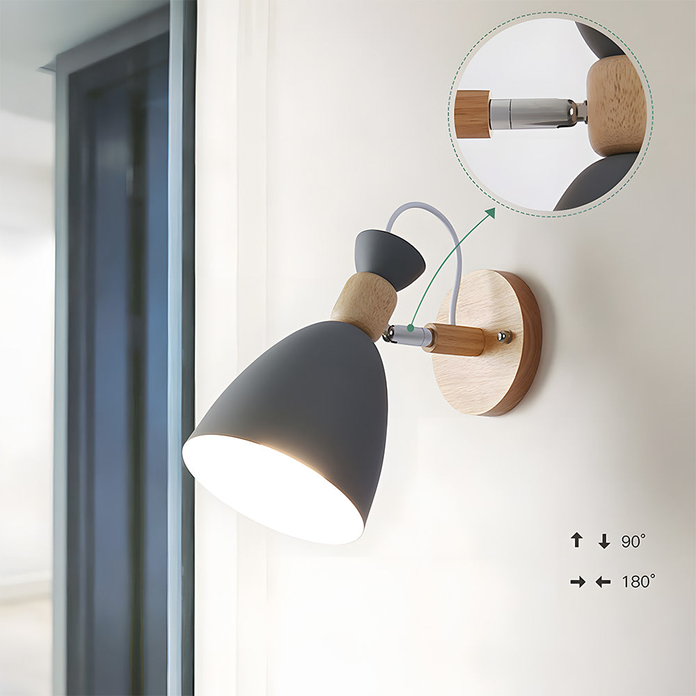 Nordic Design Style Wood Bedside Wall Lights