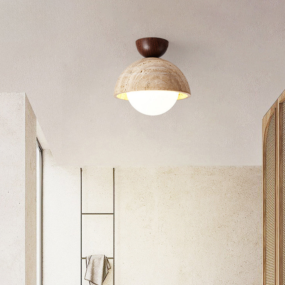 Retro Stone Industrial Yellow Ceiling Light