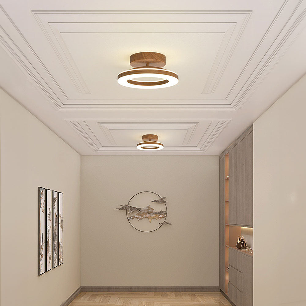 Acrylic Circle Wood LED Hallway Ceiling Light