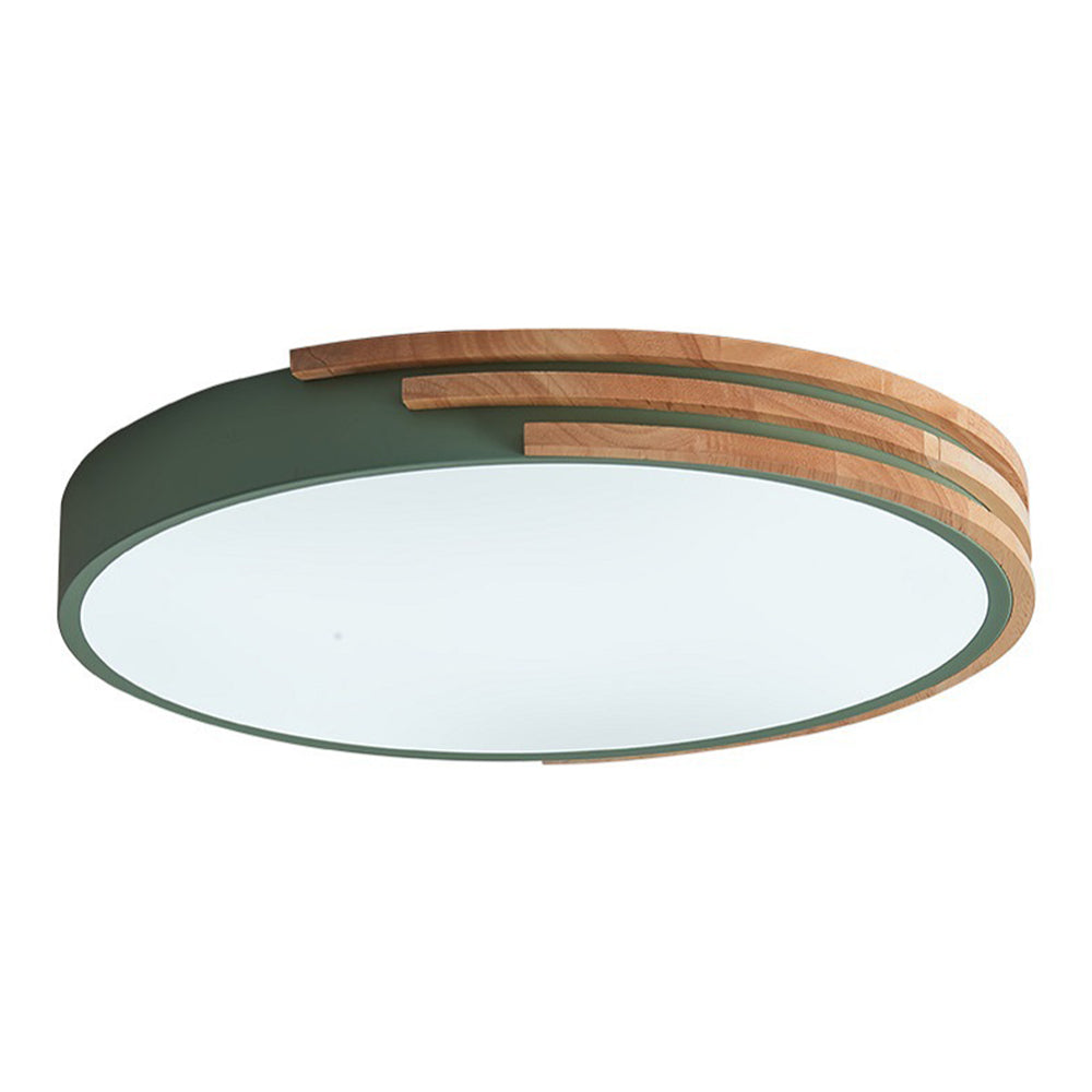 Round LED Dimmable Wood Ceiling Lamp