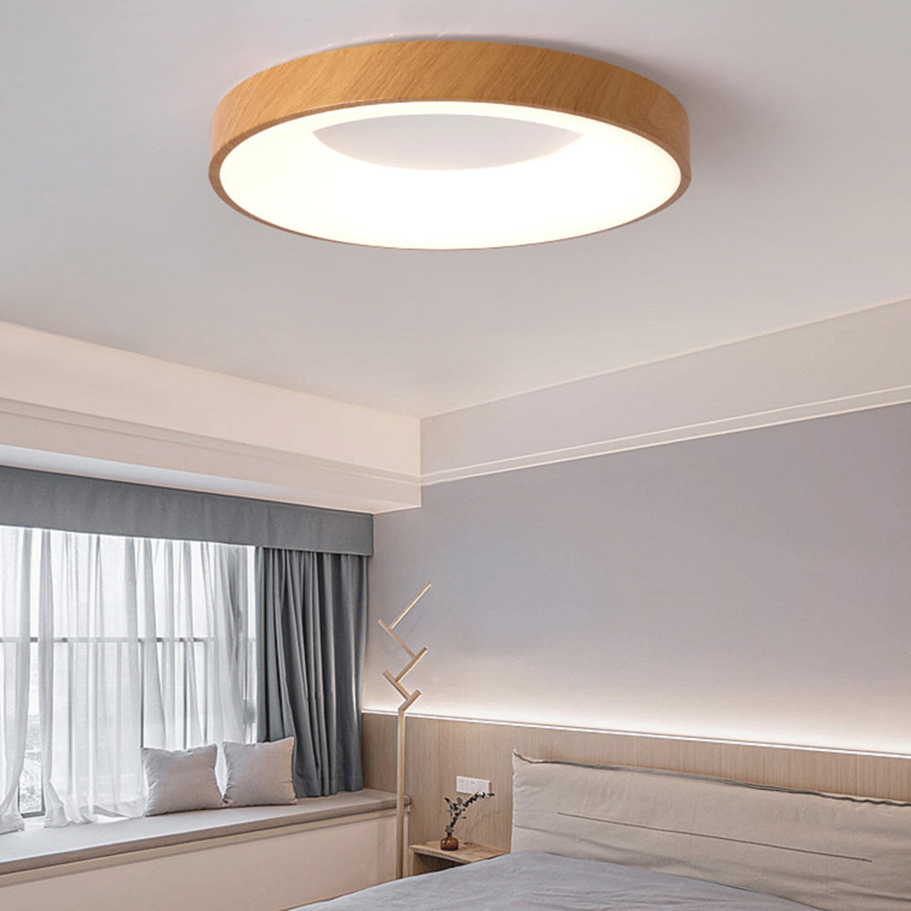 Natural Wood Round LED Ceiling Light