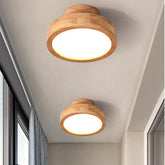 Contemporary Wood Round Flush Mount LED Ceiling Light