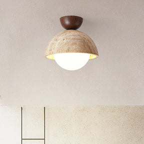 Retro Stone Industrial Yellow Ceiling Light