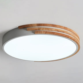 Round LED Dimmable Wood Ceiling Lamp