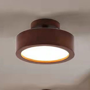 Contemporary Wood Round Flush Mount LED Ceiling Light