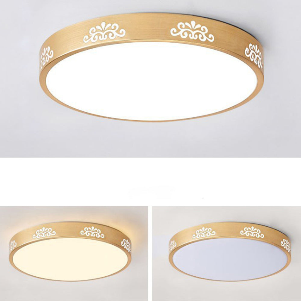 Gold Vintage Round Flush Mount Ceiling Light