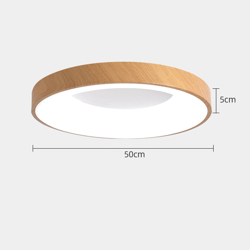 Natural Wood Round LED Ceiling Light