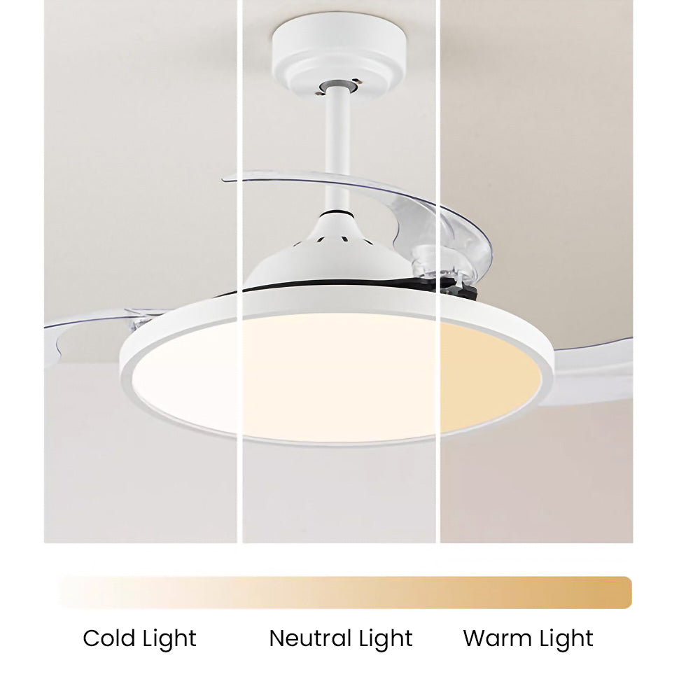 White Simple Flush Ceiling Fan With LED Lights