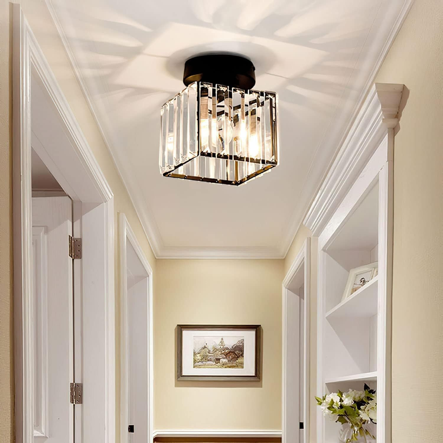 Modern 1-Light Black Hallway Ceiling Light
