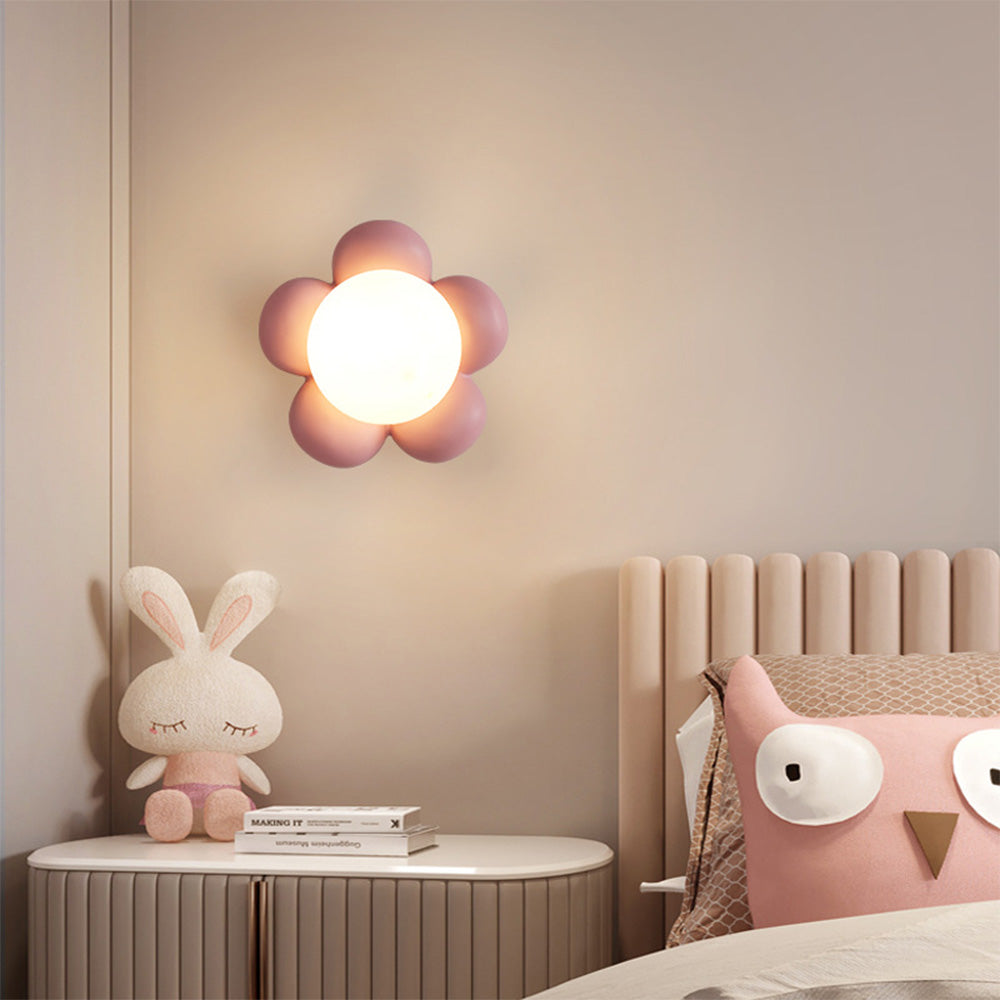 Simple Warm Flower Bedside Wall Lamp