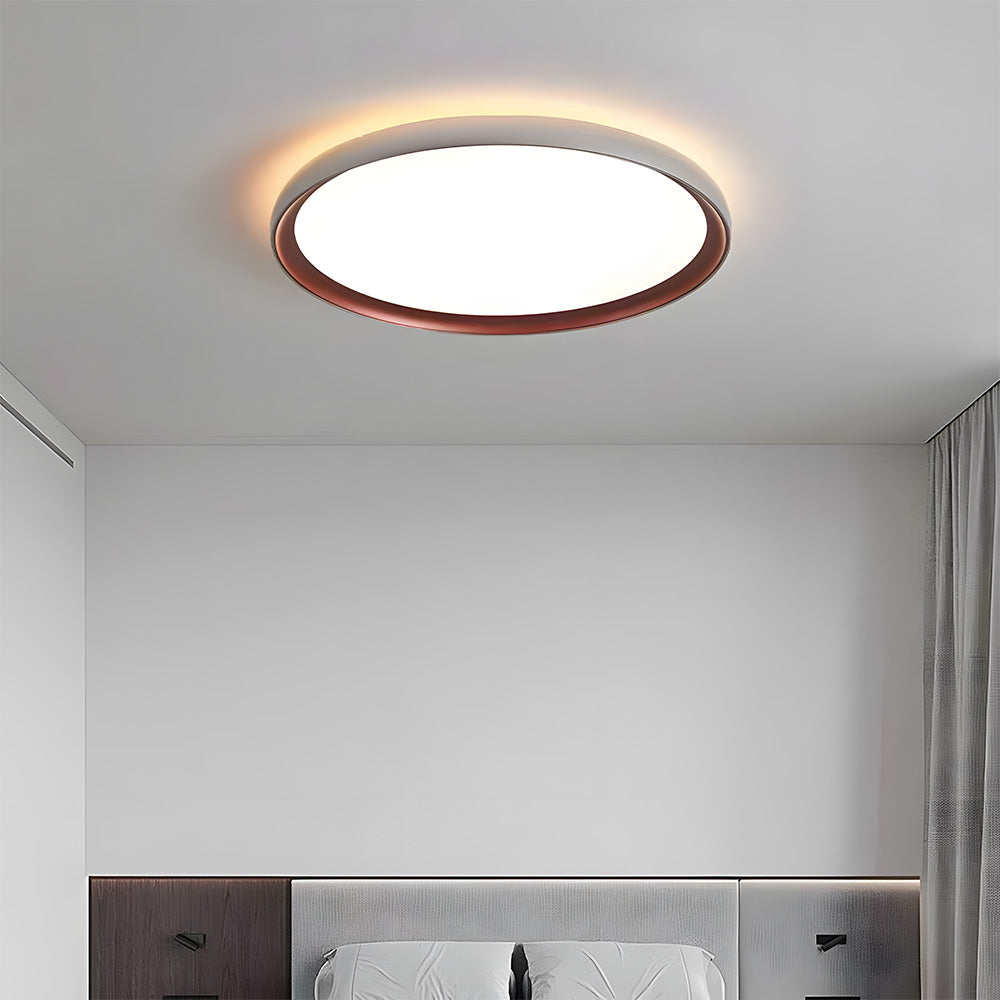 Minimalist Round Brown LED Bedroom Ceiling Lamp