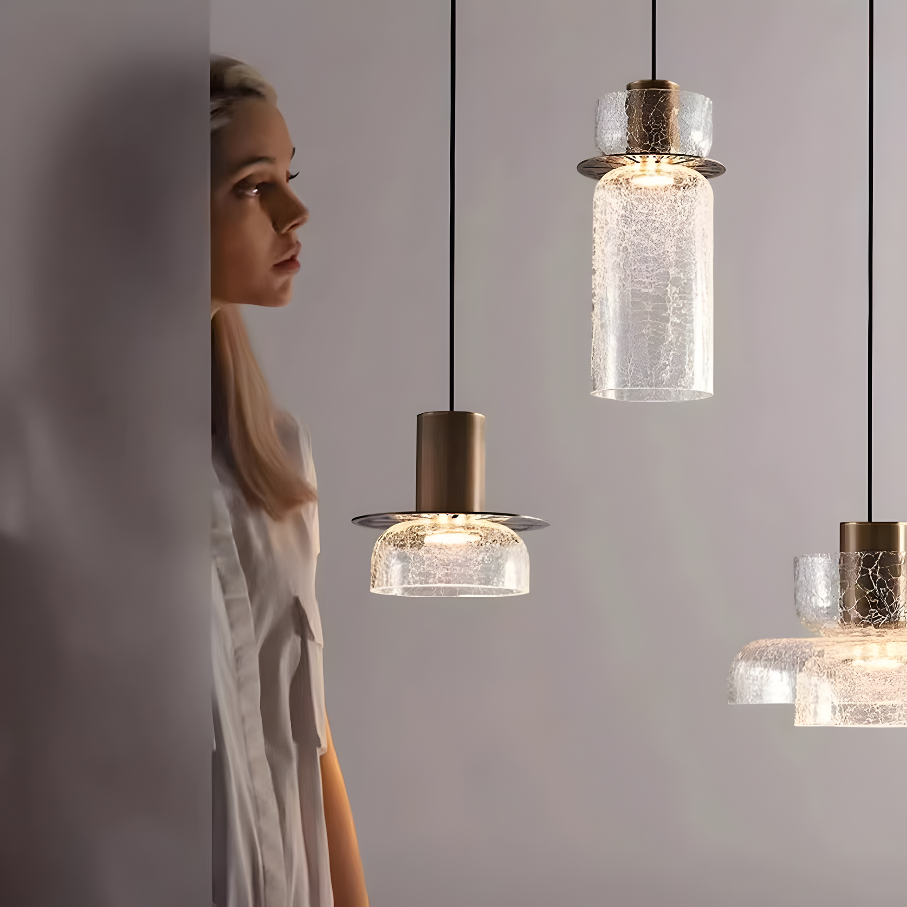 Modern Glass Double Head Pendant Light