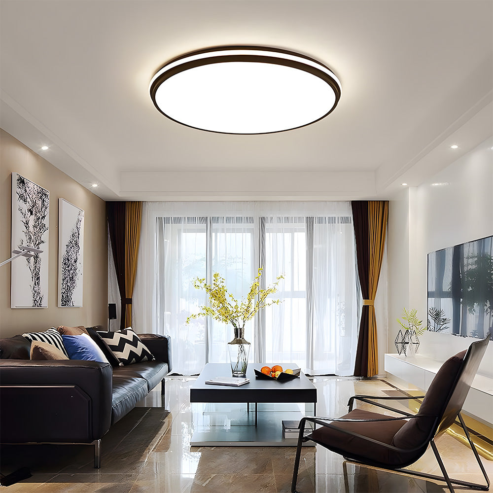 Minimalist Circular White Metal LED Bedroom Ceiling Light