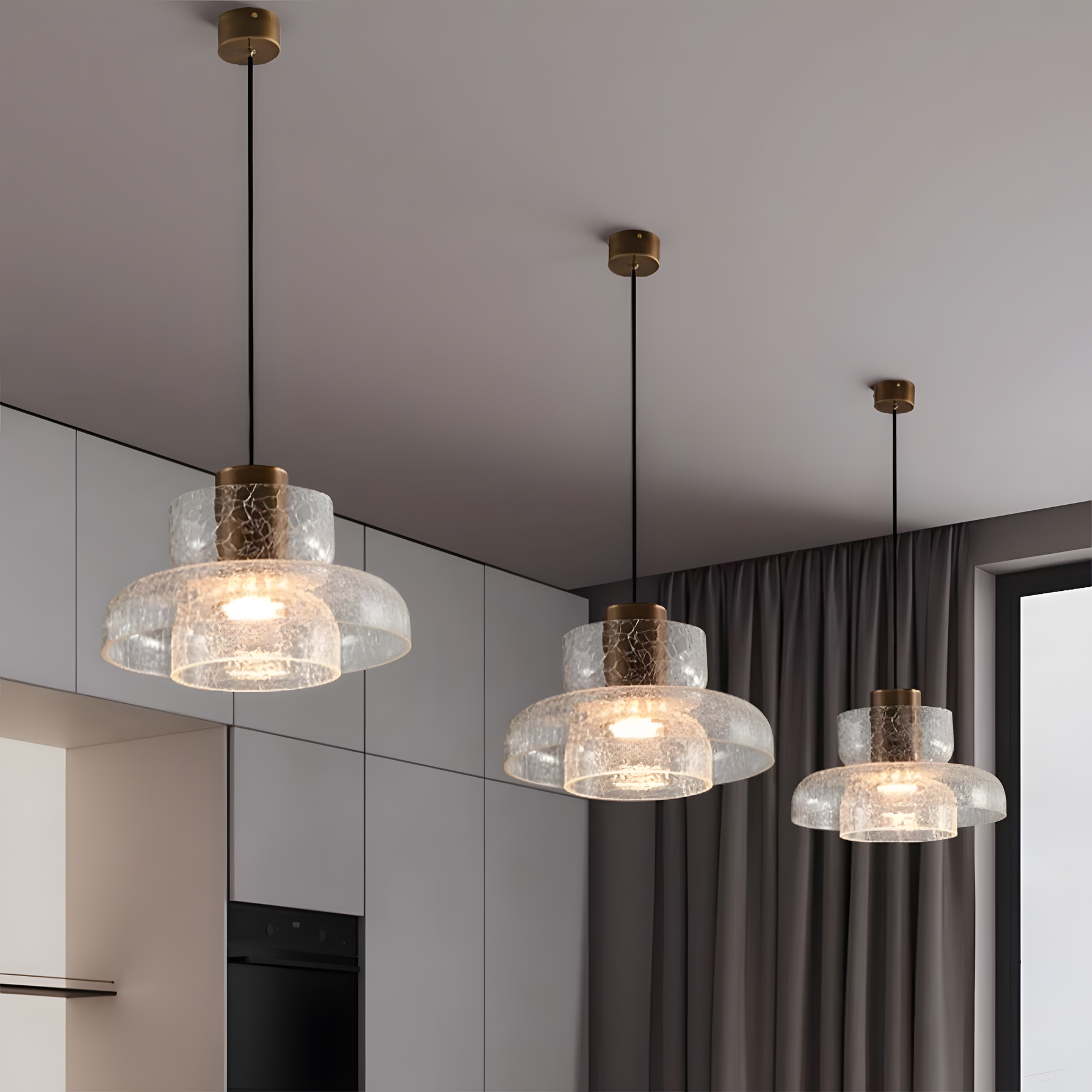 Modern Glass Double Head Pendant Light