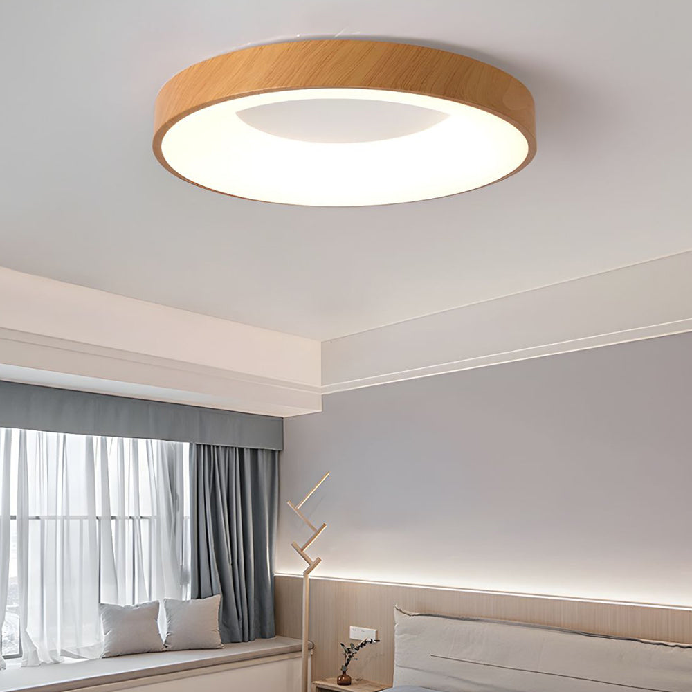 Natural Wood Round LED Ceiling Light