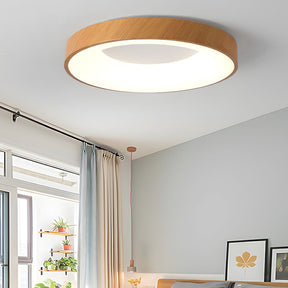 Natural Wood Round LED Ceiling Light