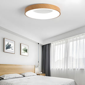 Natural Wood Round LED Ceiling Light