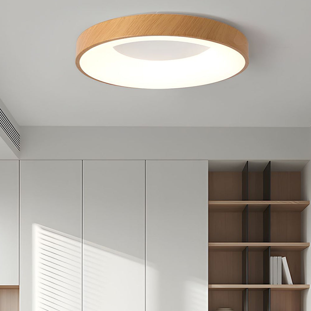 Natural Wood Round LED Ceiling Light