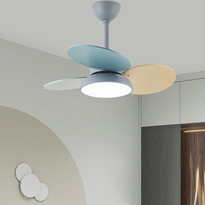 Macaron Colorful Round Ceiling Fan With LED Light
