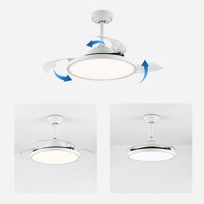 White Simple Flush Ceiling Fan With LED Lights