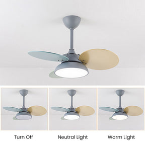 Macaron Colorful Round Ceiling Fan With LED Light