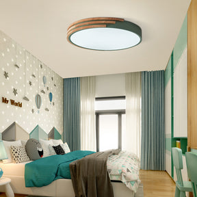 Round LED Dimmable Wood Ceiling Lamp