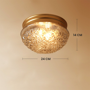 Clear Ribbed Glass Ceiling Light Fixture for Bedroom