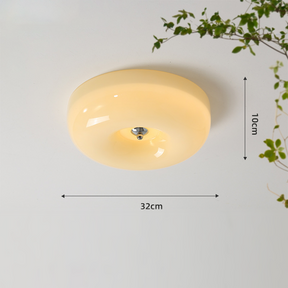 Cream Round Ceiling Lamp Simple Glass Ceiling Light For Bedroom