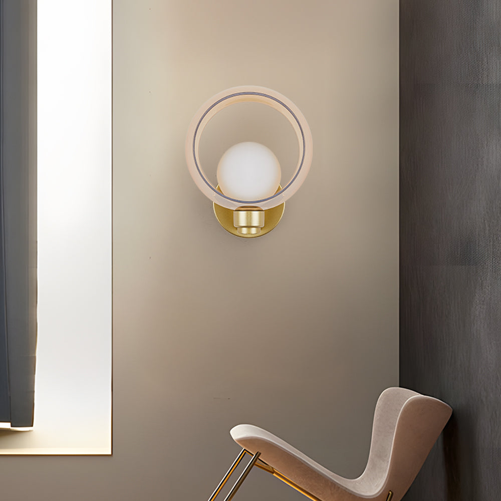 Simple Round Modern Glass Bedroom Wall Light